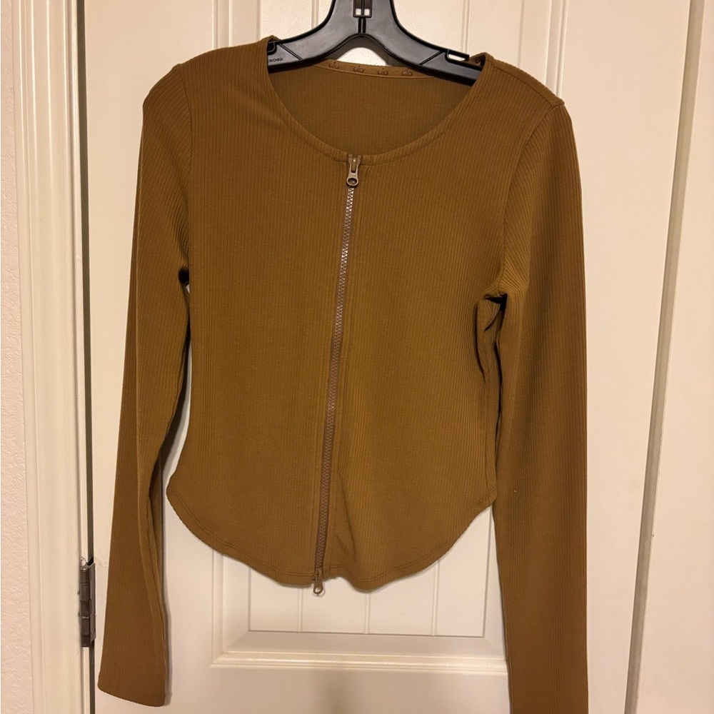 ALO Yoga Brown Long Sleeve Fitted Bodysuit